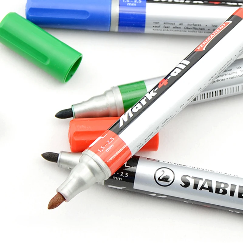 6 шт./лот Stabilo 653 маркер ручка для маркировки круглая головка алкогольные чернила Перманентная масляная ручка