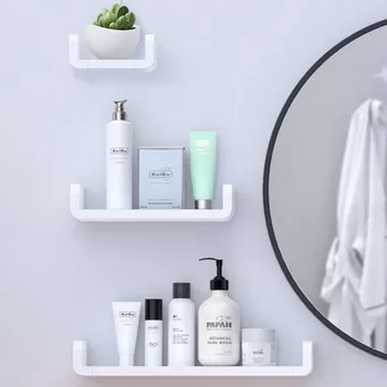 

Kitchen wall storage rack bathroom shelf wall hanging free punching household toilet bathroom vanity LM3181819