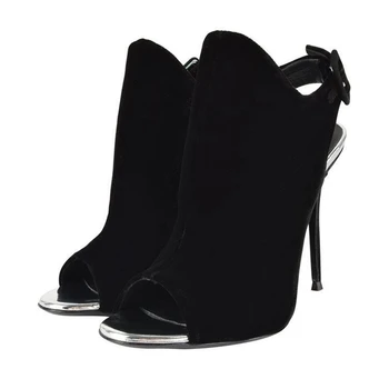 

2020 Women Boots Autumn Winter Peep Toe High Heel Ankle Boots Fashion Cow Suede Shoes Woman Shoes Big Size TL-A0123