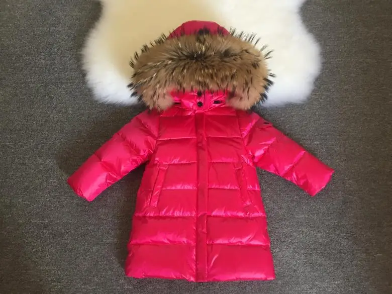 Kids Winter Duck Down Coats With Fur Collar Boys Girls Long Ski Jacket Children Snow Wear Parka Teeanagers Outerwear Thick Coats