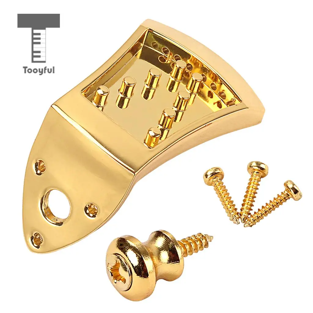 Tooyful Zinc Alloy Triangle 8 Strings Guitar Mandolin Tailpiece w/Screws Strap Buttons Parts