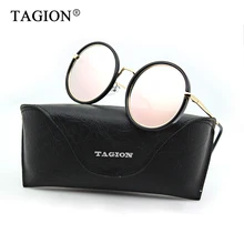 TAGION Round Sunglasses Women 2018 Retro Sun Glasses For Female Mirror Lenses Brand Designer Eyewear With Box 9029