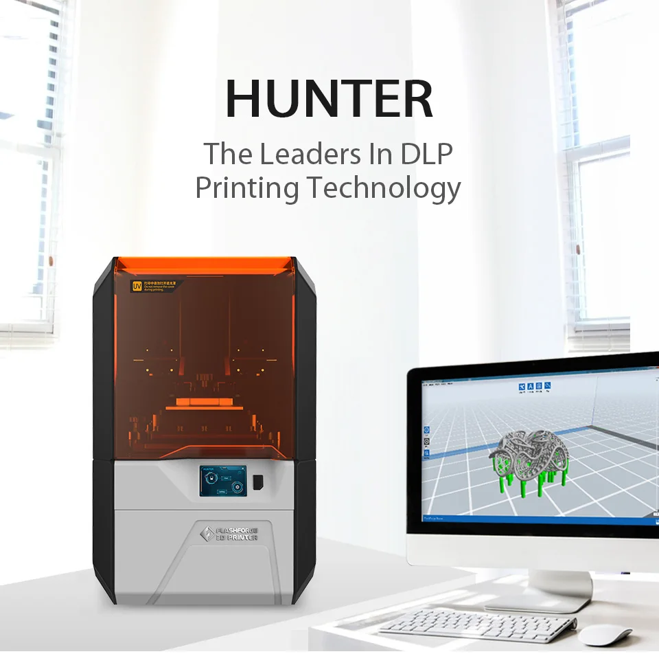 Flashforge Hunter DLP УФ принтер смолы 3d принтер с 500 г серый стандартный смолы бесплатно