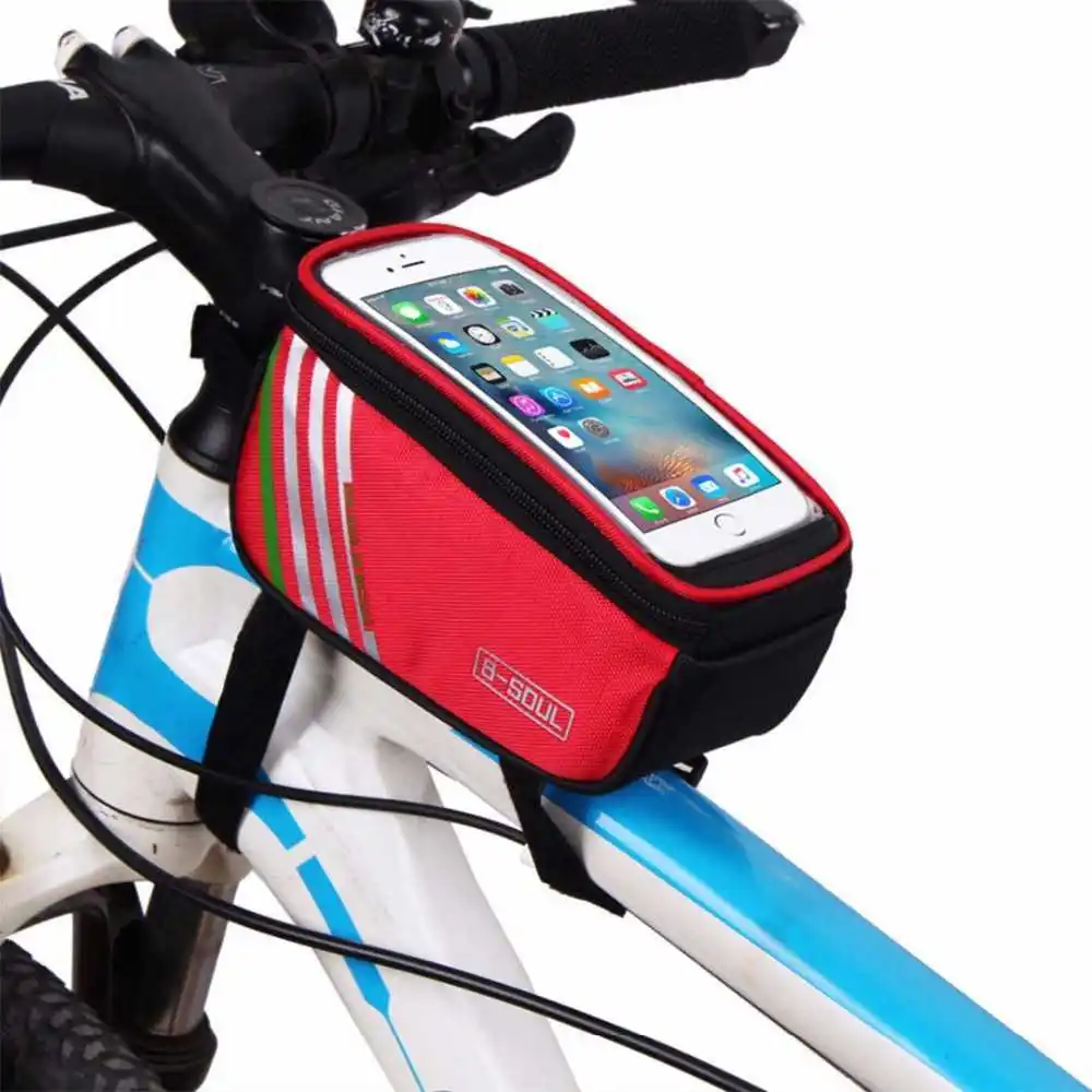 Велосипедные сумки с сенсорным экраном для велоспорта MTB горный велосипед Рама Передняя труба сумка для хранения для 5,0 дюймов мобильный телефон водонепроницаемый