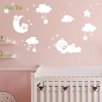 

Cartoon Lovely Stars Moon Bear Clouds Wall Sticker Home Decor Bedroom Kids Baby Rooms Nursery Poster Removable DIY Art Mural