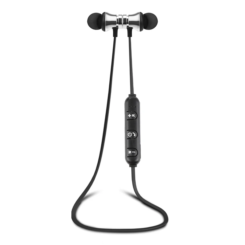 Наушники Магнитные беспроводные bluetooth-наушники XT 11 Bass Stereo спортивная Гарнитура для бега In-Ear Sweatproof наушники с микрофоном наушник - Цвет: silver