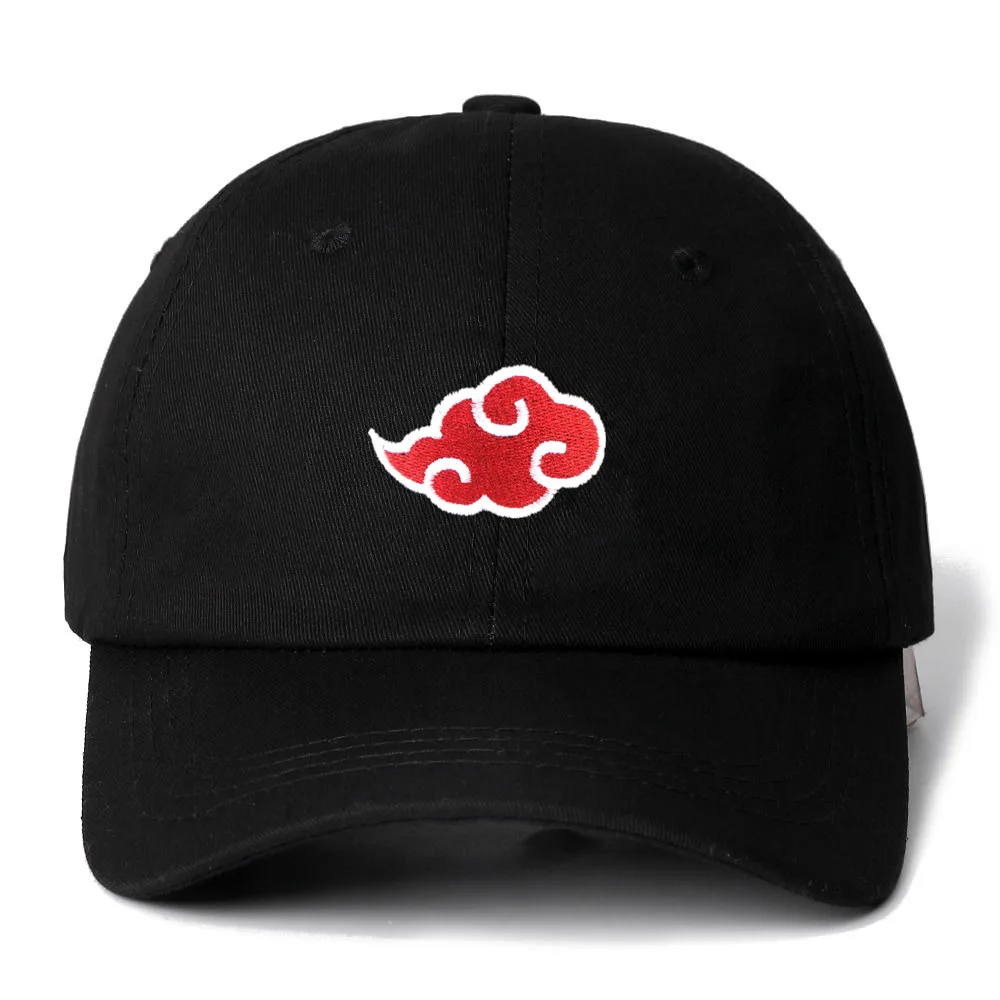 NARUTO nuevo 100% gorra de algodón japonés Logotipo de Akatsuki Anime sombrero de papá Uchiha logotipo de la familia bordado gorras de béisbol Snapback del sombrero negro