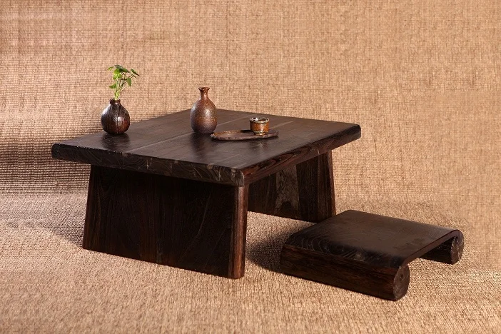 Japanese Antique Table Rectangle 80*65cm Paulownia Wood Asian Traditional Furniture Living Room Low Floor Table For Dining