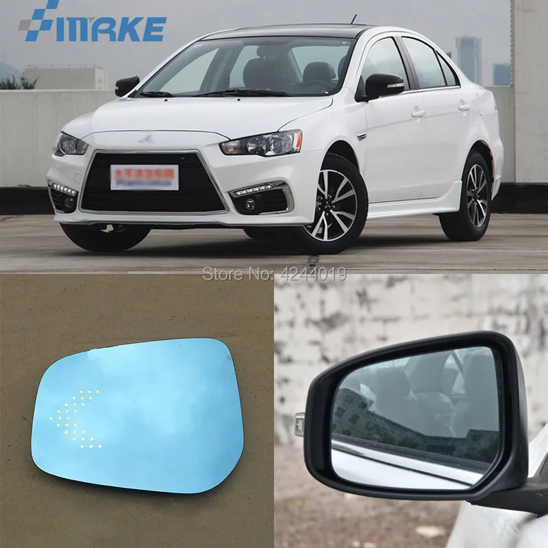 SmRKE для Mitsubishi Lancer-ex, Автомобильное зеркало заднего вида, широкий угол, гипербола, синее зеркало, стрелка, светодиодный сигнал поворота