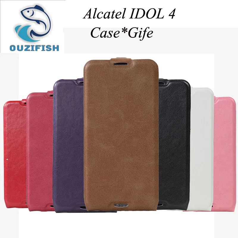 

OUZIFISHPU ALcatel IDOL 4 Retro Flip PU Leather & Soft TPU Case For ALcatel IDOL 4 Case