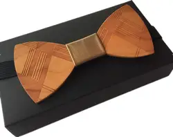 Элегантный деревянный галстук-бабочка Для мужчин золота ручной работы вишневого дерева лук Галстуки галстук Бесплатная доставка