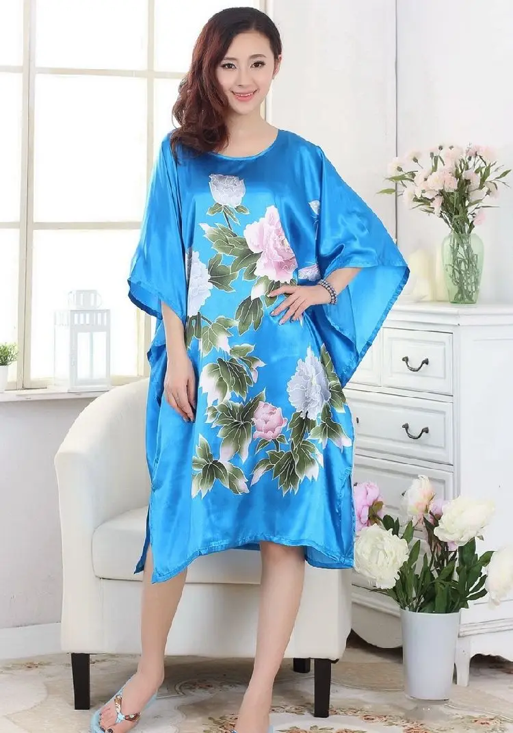 Sky Blue New Sleepwear Robes Pyjama Night Dress Oriental Kaftan