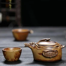 Керамический чайный сервиз, грубая керамика, Три Ян каэйби. Успеха. Треснутые чашки костюм. Чайный набор кунг-фу