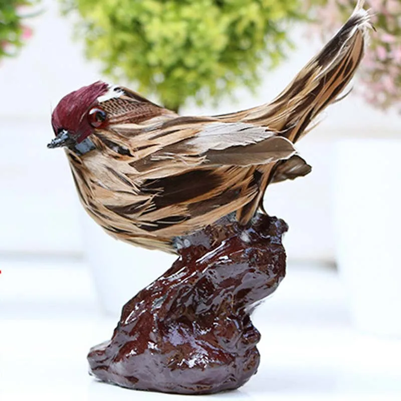 9*5*11CM Decorative Birds With Real Feathers Artificial Small Sparrow
