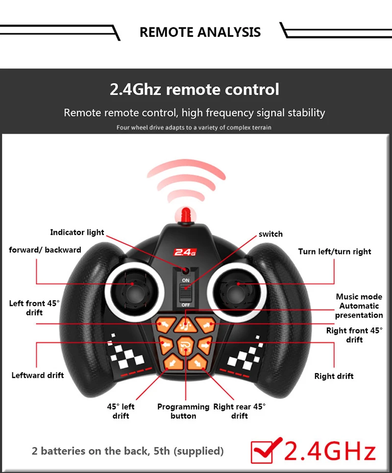 2,4 г Дрифт дистанционное управление скалолазание автомобиль беспроводной трюк автомобиль может танец Горизонтально дрейф внедорожный электрический игрушечный автомобиль