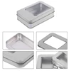 Rectangular Tin Silver Storage Box Case Organizer with Half Clear Window Lid ► Photo 3/6