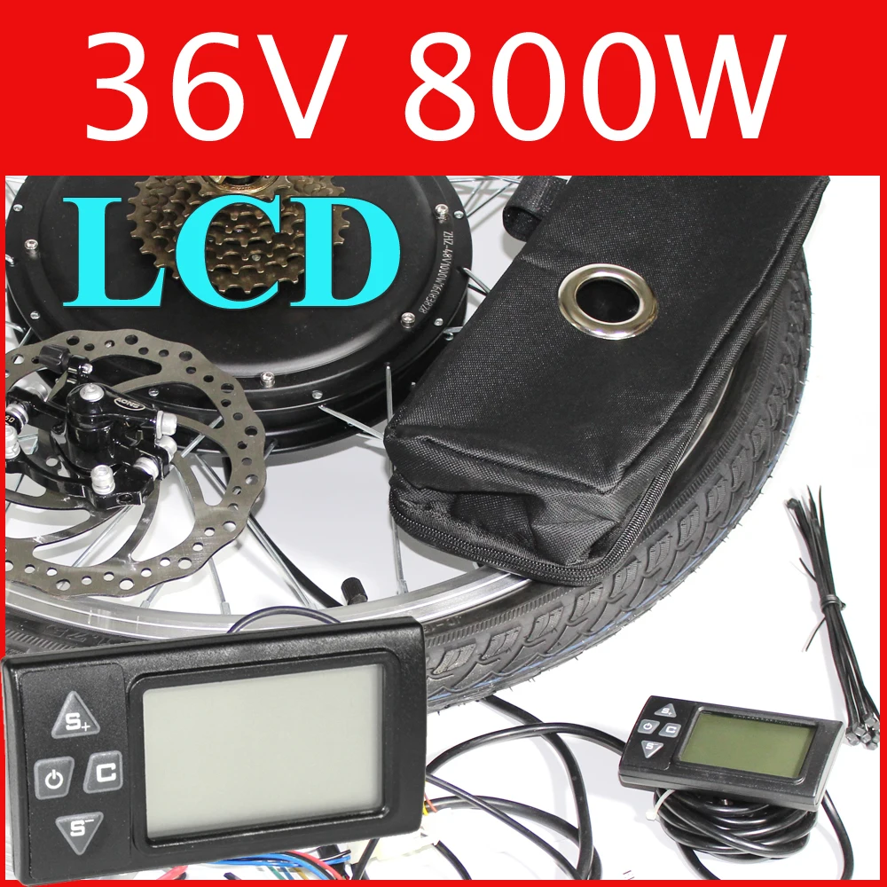 36 V 800 W LCD Listrik Sepeda Disc brake kit, DC hub motor konversi kit
