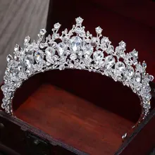 Diseño de lujo de las mujeres tocados de corona tiara para novia nupcial maquillaje tocado princesa barroco corona, accesorios para el cabello de boda
