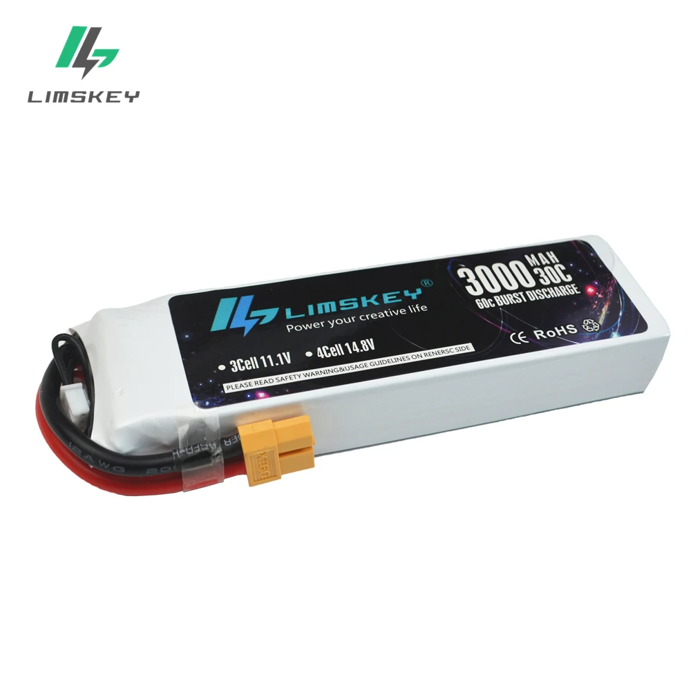 

Limskey power 3S 11.1v 3000mah Lipo Battery 30c For Helicopter Four axis RC Car Boat power T XT60 JST Plug 3s lipo battery 11.1