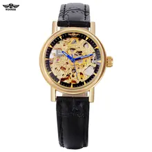 2016 vainqueur montres femmes dame marque de luxe skeleton automatique mécanique montres artificielle bracelet en cuir relogio feminino