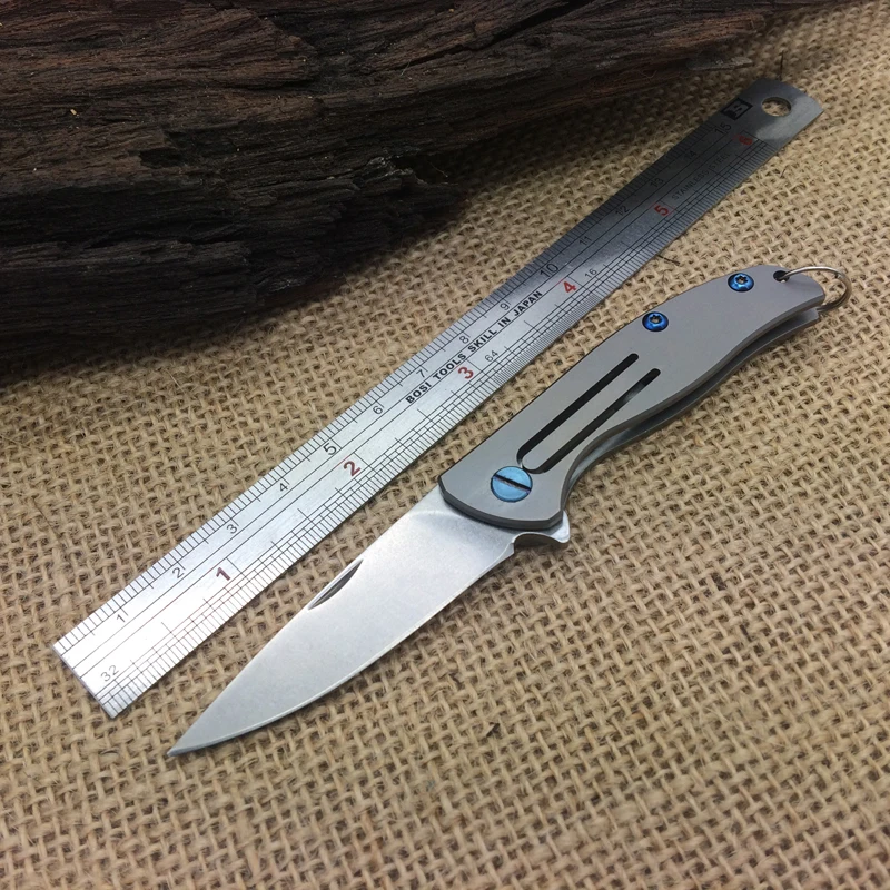 High Quality Titanium Small Key Folding Knife D2 Blade Small Survival