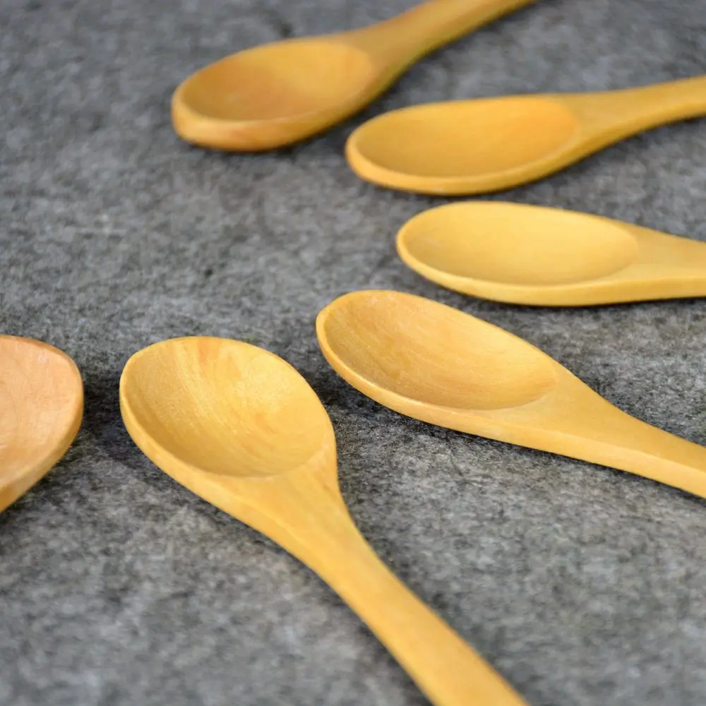 6 pcs/Lot Natural Wooden Spoons Tea Coffee Milk Wood Spoon Creative Jam