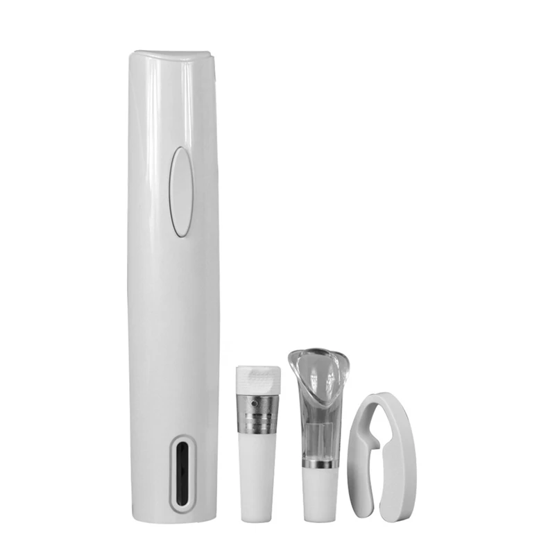 

4pcs/set Electric Wine Opener Vacuum Stopper Pourer Cordless Corkscrew with Foil Cutter Kitchen Barware Tools Stainless Steel