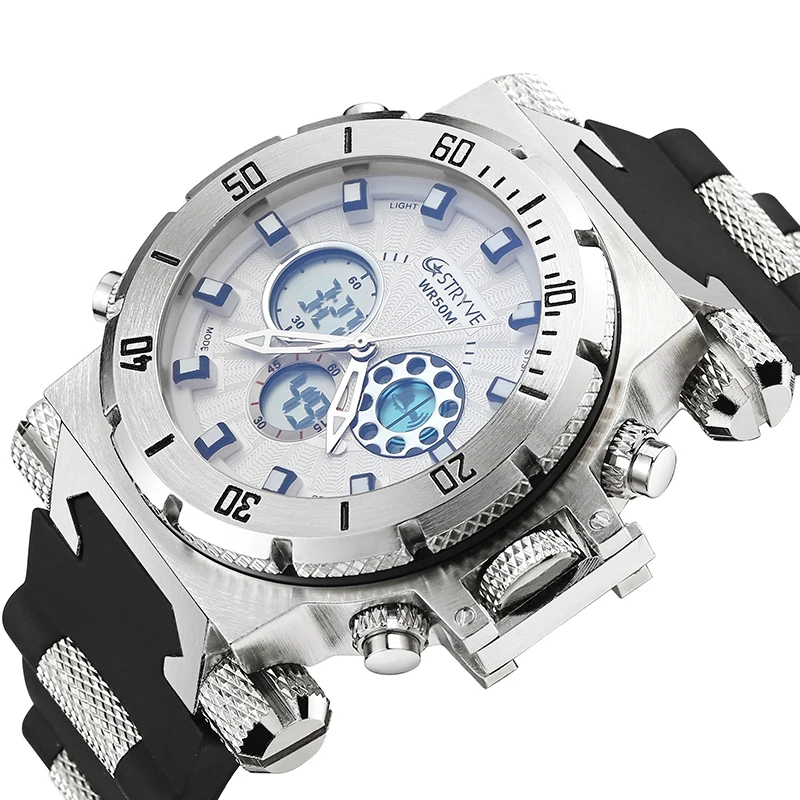 STRYVE Luxury Brand Mens Sports Watches Dive 50m Digital LED Military Watch Men Fashion Casual Elec