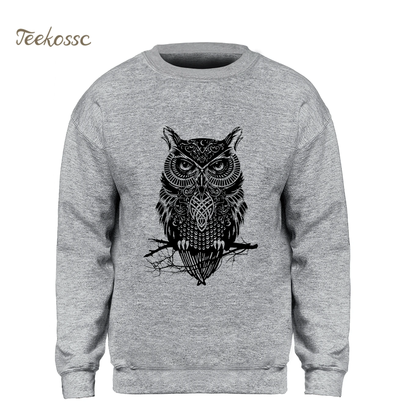 Animal Owl Hoodie Men Black Sweatshirt Casual Crewneck Sweatshirts 2018 New Brand Winter Autumn Fleece Warm Hoody Brand Clothing