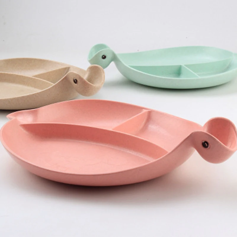 

ideacherry Baby Feeding Bowls Cute Dinosaur Food Container Child Antiskid Tableware for Toddler Three Grid Dinnerware Meal Plate