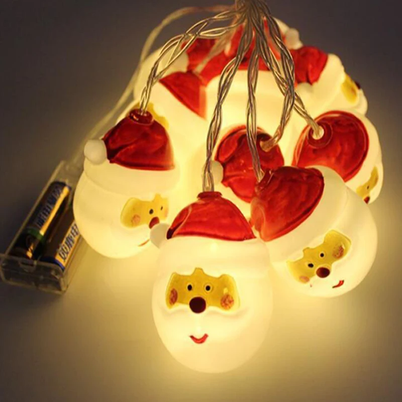 Light String Bulb Christmas Lights 10 Led Santa Claus Head 1.5M Battery Fairy Light Strings For Wedding Party Decoration  (12)
