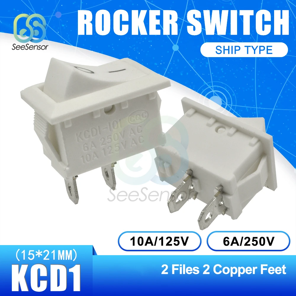 5Pcs/lot KCD1 Rocker Switch Power Switch ON-OFF 2 Position ON-OFF-ON 3 Position 2Pins 3Pins 4Pins 6Pins 6A 250VAC/ 10A 125VAC