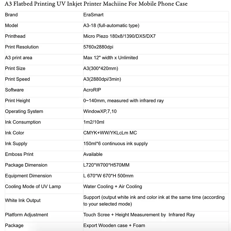 Erasmart планшетный УФ принтер A3 Uv чехол для телефона принтер для дерева