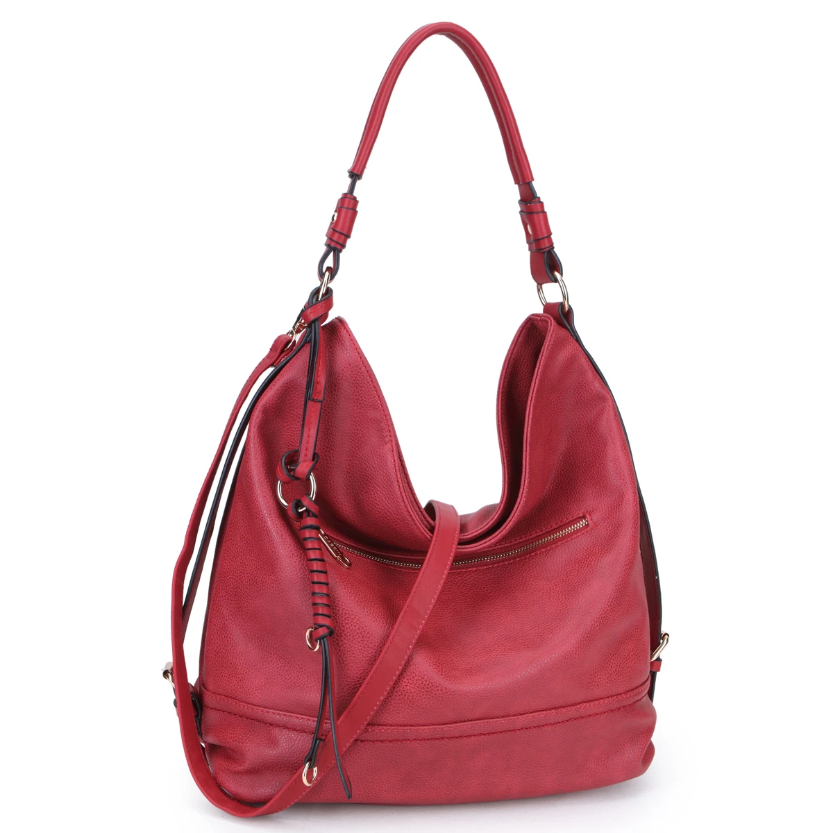 DASEIN Ultra Lightweight Stylish Casual Soft Water Wash Faux Leather Hobo Bag/Shoulder Bag with Twisted/Braided wave strand deco