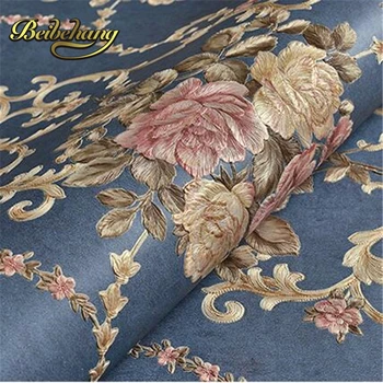 

beibehang 3D stripe European rural TV wall deep embossed American AB version of non - woven wallpaper papel de parede