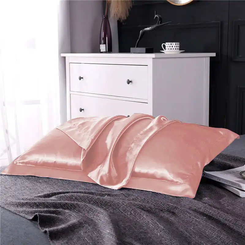 SlowDream Luxury White Nature Satin Silk Luxury Pillowcase Wholesale Queen King Silky Bed Pillow Case For Healthy Sleep - Цвет: 7