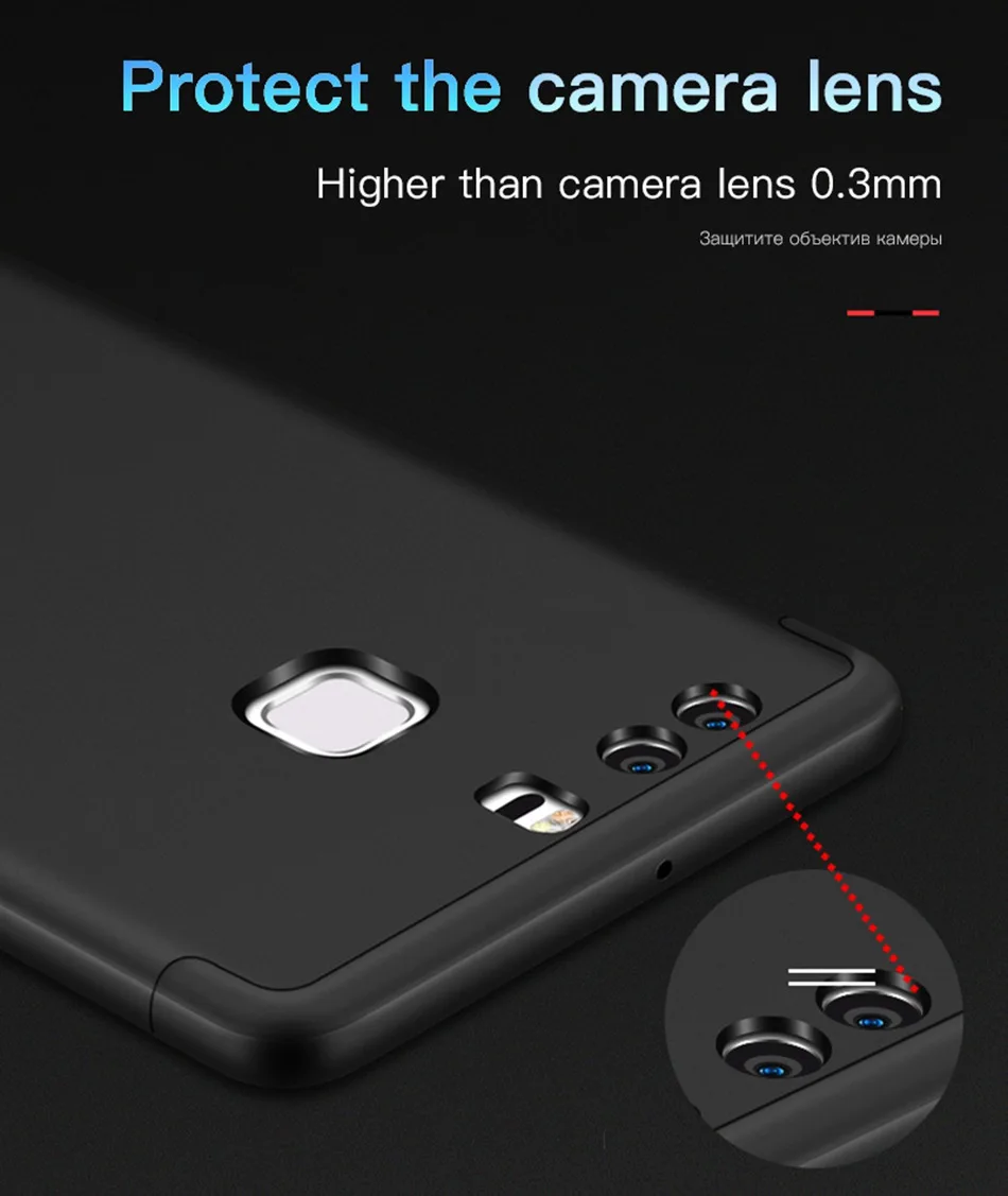 Icoque Fitted Cases for Huawei P9 Lite Case 360 Protection Full Body Matte for Back Cover Huawei P9 Lite Honor 8 9 Lite Case (5)