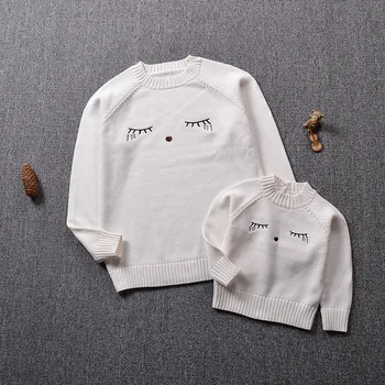 

Ins hot Family clothing Mother Daughter Matching cloth eyelash print Girls clothes For Mother And Daughter kids clothes sweaters
