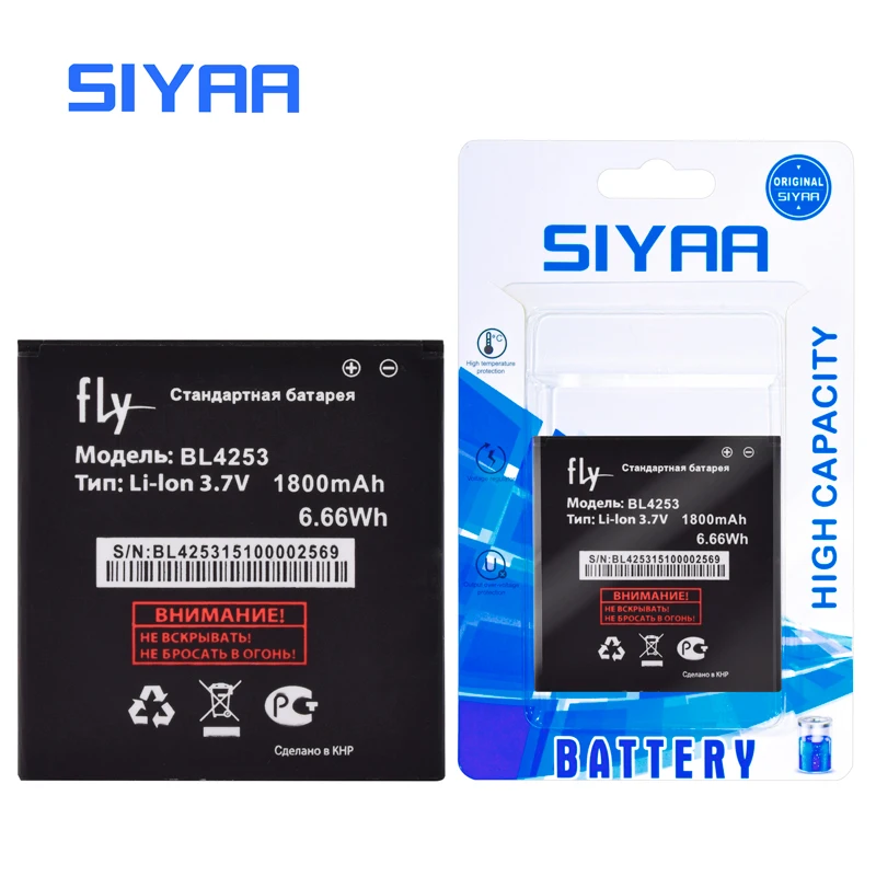 SIYAA оригинальный мобильный телефон батарея для Fly IQ443 BL4253 BL 4253 Li Ion Батарея 1800 mAh