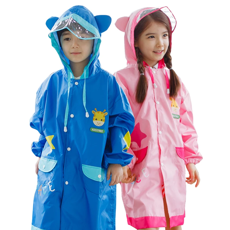 

3-13 Years Old Children Candy Color Raincoat For Kids Camp Rain Poncho Suit Height 95-150cm Boy Girl Students Go To School