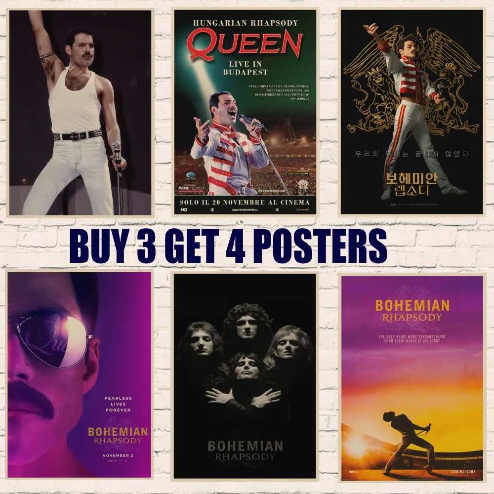 Freddie Mercury 4 Photo Queen Rock Band Legend Picture Vintage Music Poster