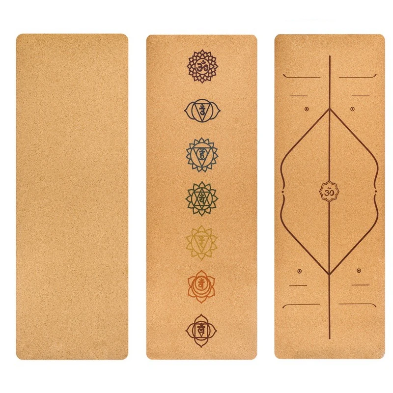

183X68X5mm Natural Cork TPE Yoga Mat Non-slip Pilates Pads With Position Line Also For Gym Fitness Training