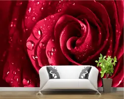 Beibehang стены украшение из бумаги для дома живопись 3d обои красные розы капли цветов красивый задний план papel де parede