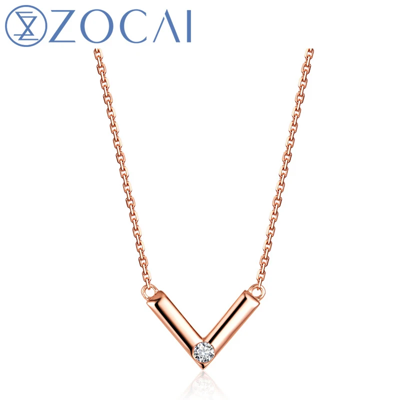 Женское Ожерелье ZOCAI из 18-каратного розового золота (AU750) с бриллиантами 0 03 карата