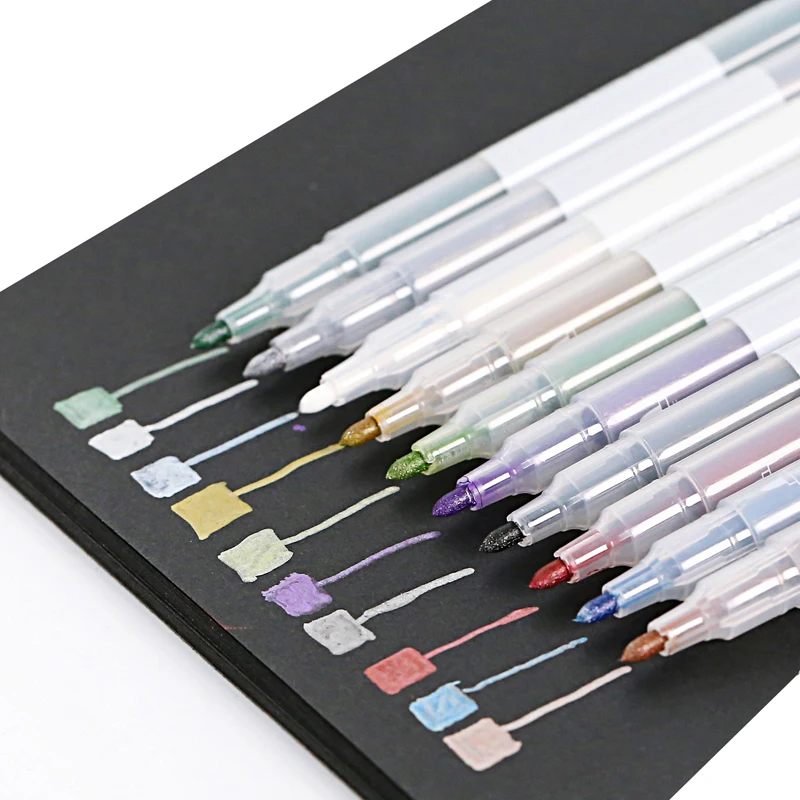 

10 pcs/lot 10 Colors Metallic Micron Art Marker Pen Detailed Marking Color Metal Marker Album Paper Drawing School Stationery