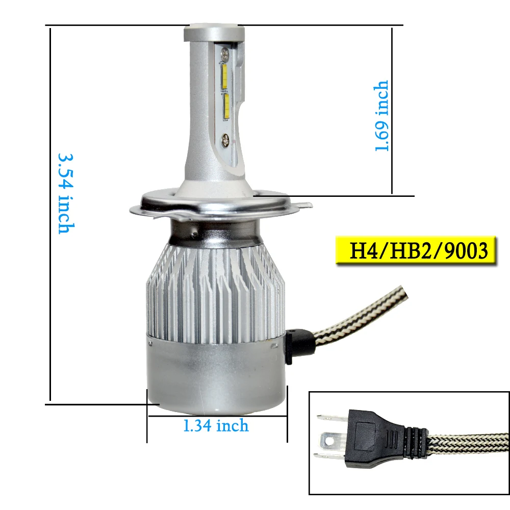 OkeyTech H4/HB2/9003 лампы для передних фар 72 Вт 6000 К CSP чип светодиодный 9~ 36 V противотуманная фара 8000LM Hi/короче спереди и длиннее сзади) луч 360 градусов Яркость
