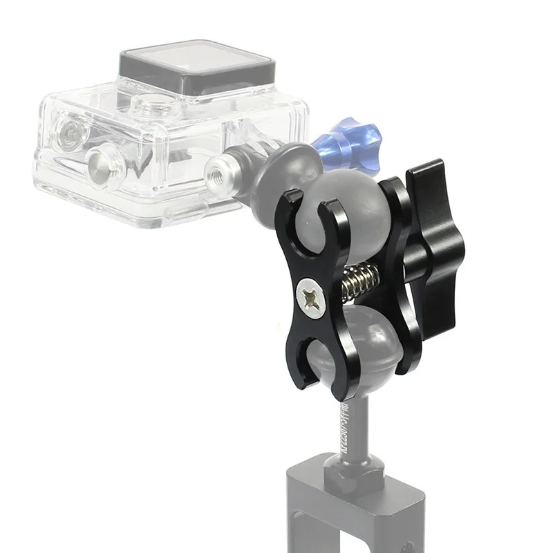 Aluminum CNC 2-Hole Diving butterfly clip Clamp Light Arm Ball Head  Mount Adapter For Gopro Xiaomi Yi Action Camera Tripod Accessories (2)