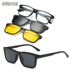 Belmon зрелище Рамки Для мужчин Для женщин с 2 Клип на Поляризованные Солнцезащитные очки для женщин Ночное видение Магнитная Очки Мужской