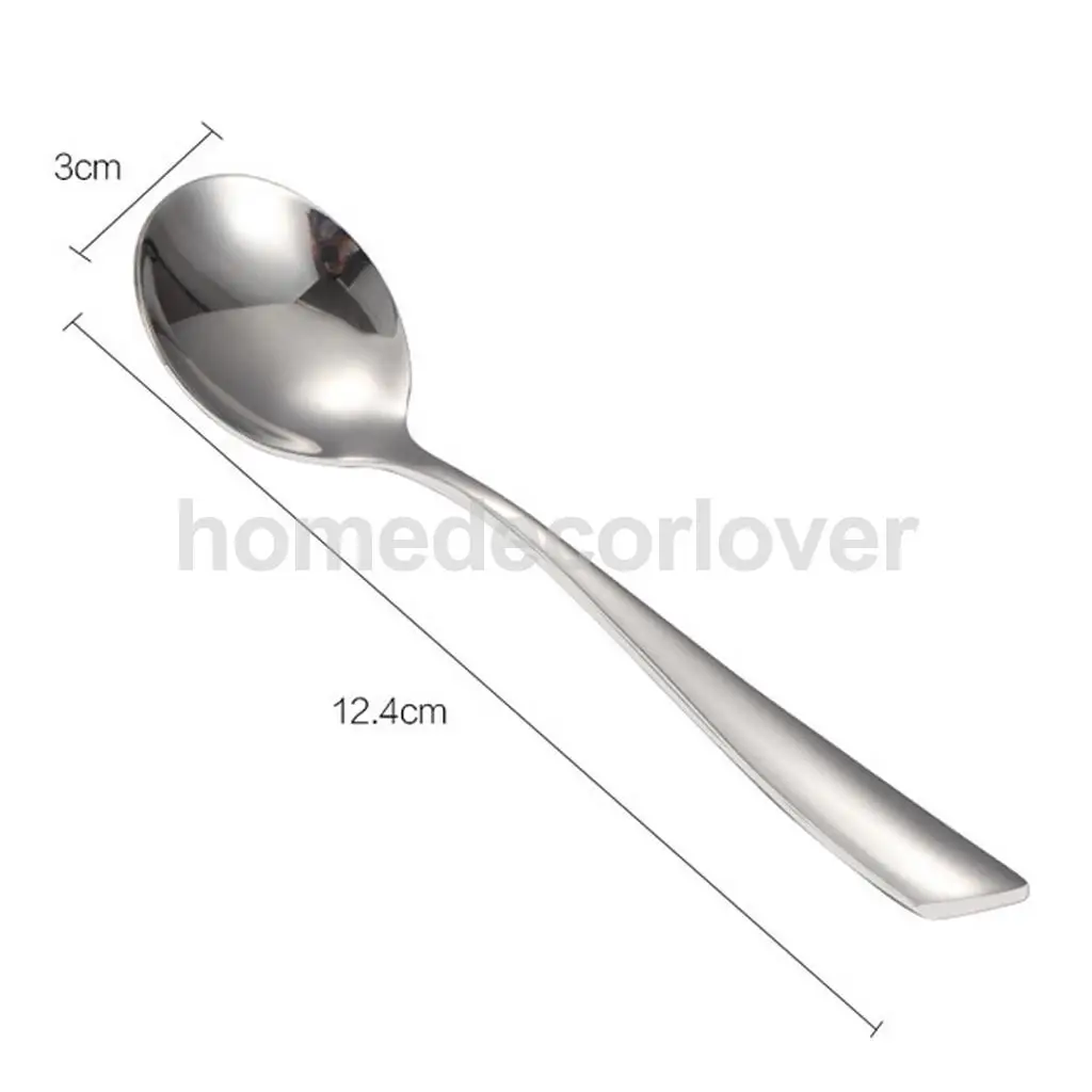 Stainless Steel Dinner Spoons Round Spoon Use for Home Kitchen Restaurant Cafe Tea Ice Cream Soup Spoon 11/ 12/ 15/ 18cm Select