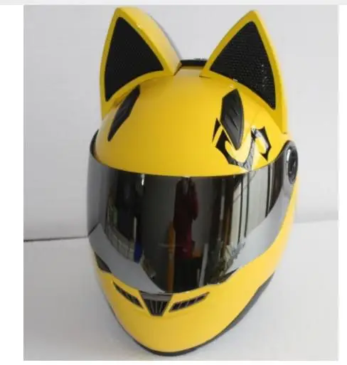 Очаровательный противотуманный шлем с кошачьими ушками полный шлем для лица мотоциклетный шлем rcycle шлем маска полный шлем белый - Цвет: 15